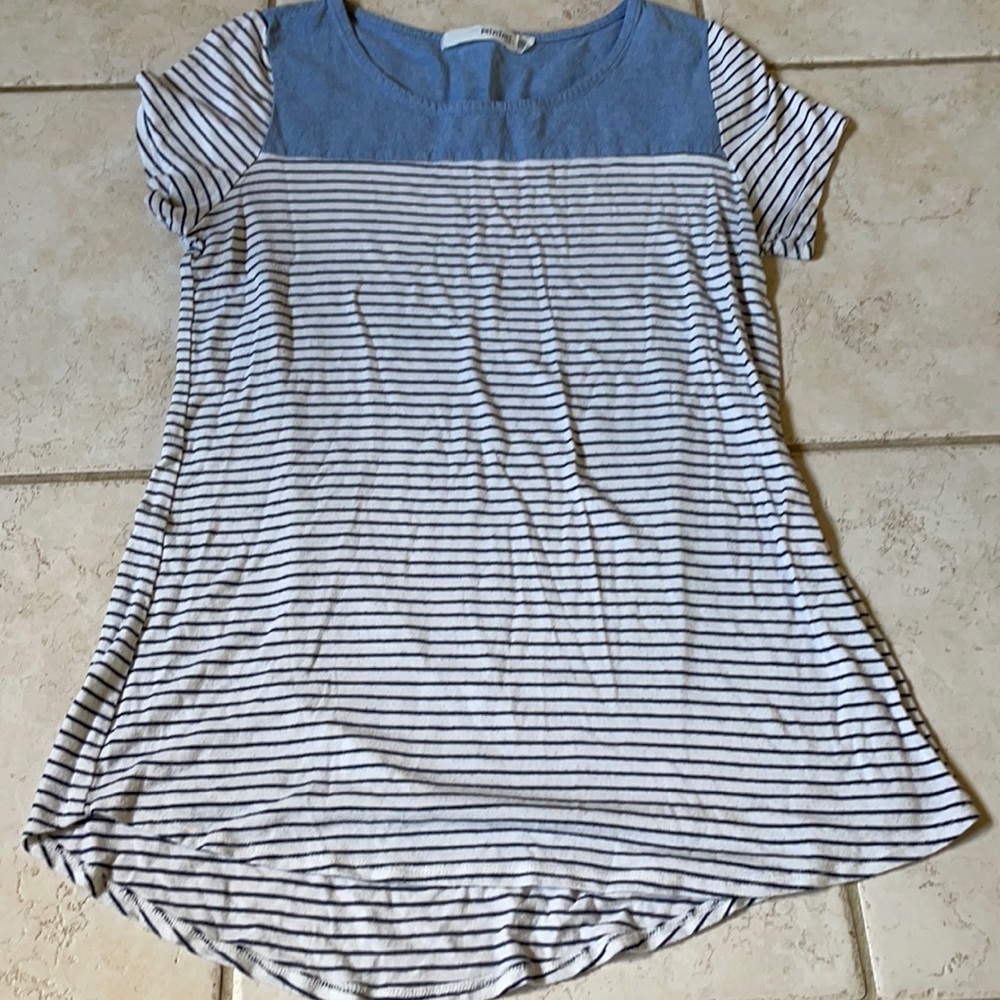 Blue and white blouse